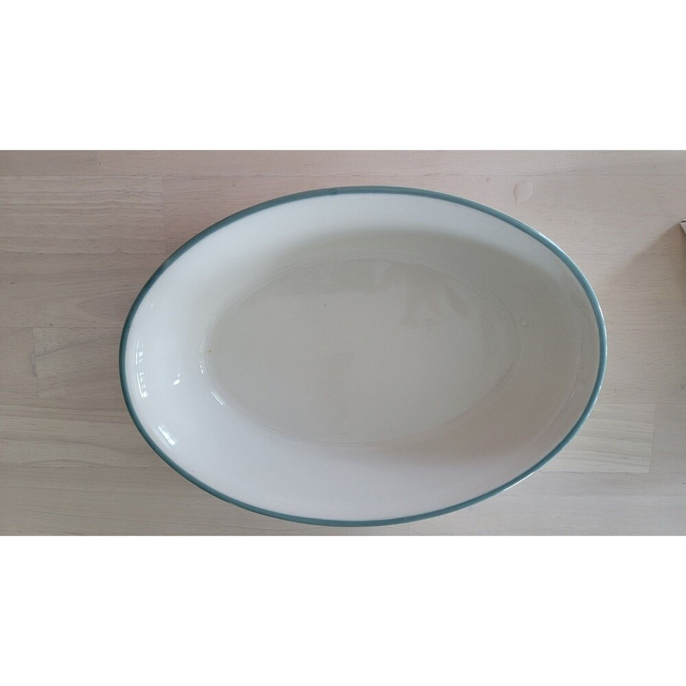 Pfaltzgraff JUNIPER Green Band Oval 10" Casserole Baker 1.5 Qt. Oven Safe USA